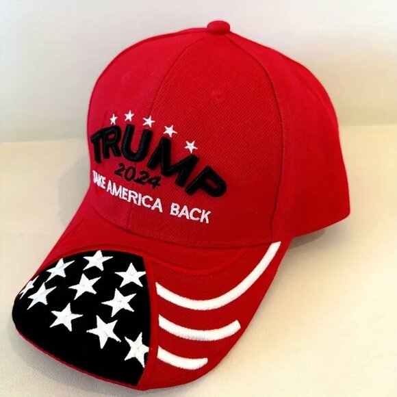 TRUMP 2024 "TAKE AMERICA BACK" Embroidered Baseball Cap - Adjustable - NEW - Red - Picture 2 of 4